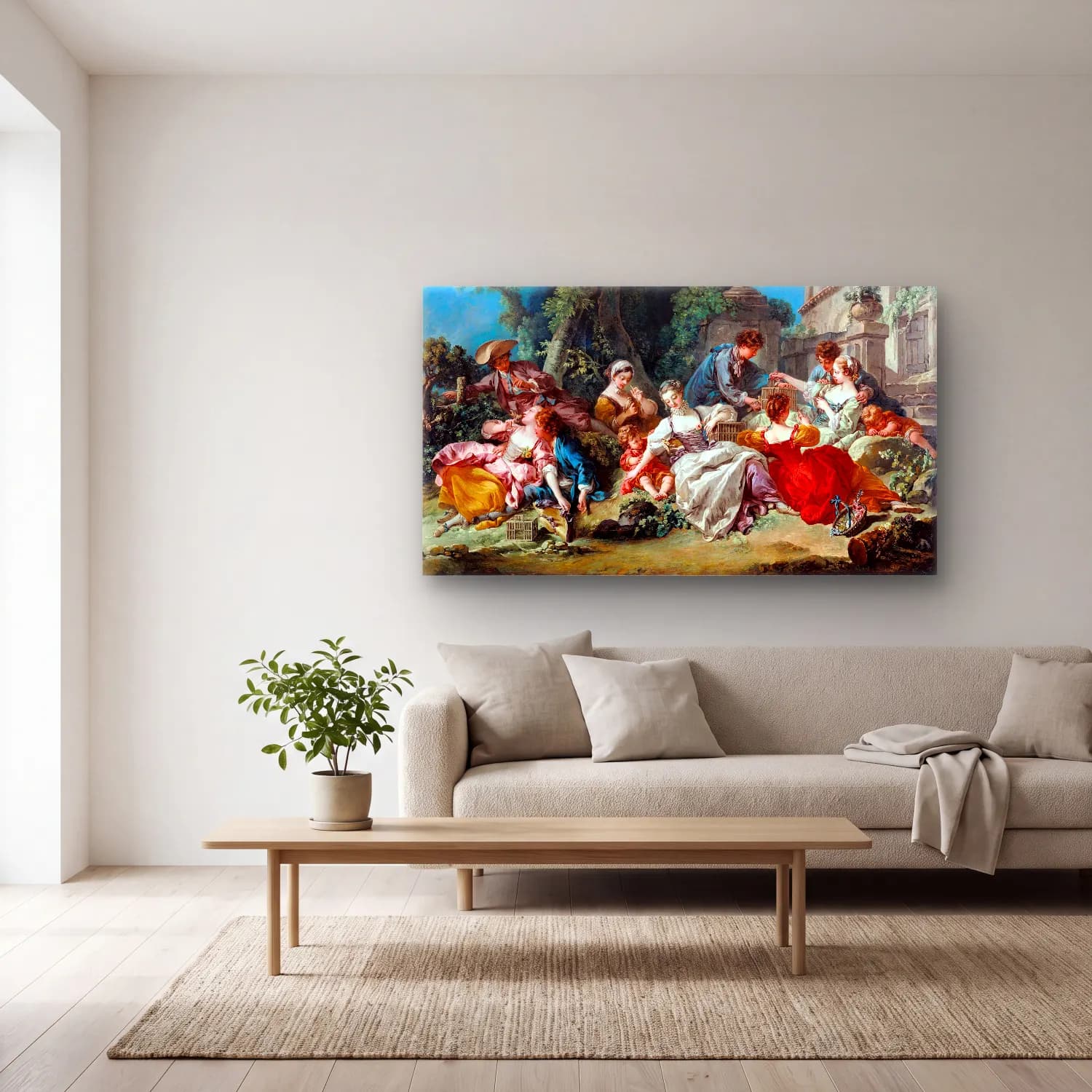 Francois Boucher – The Bird Catchers cam tablo — açık renk salonda
