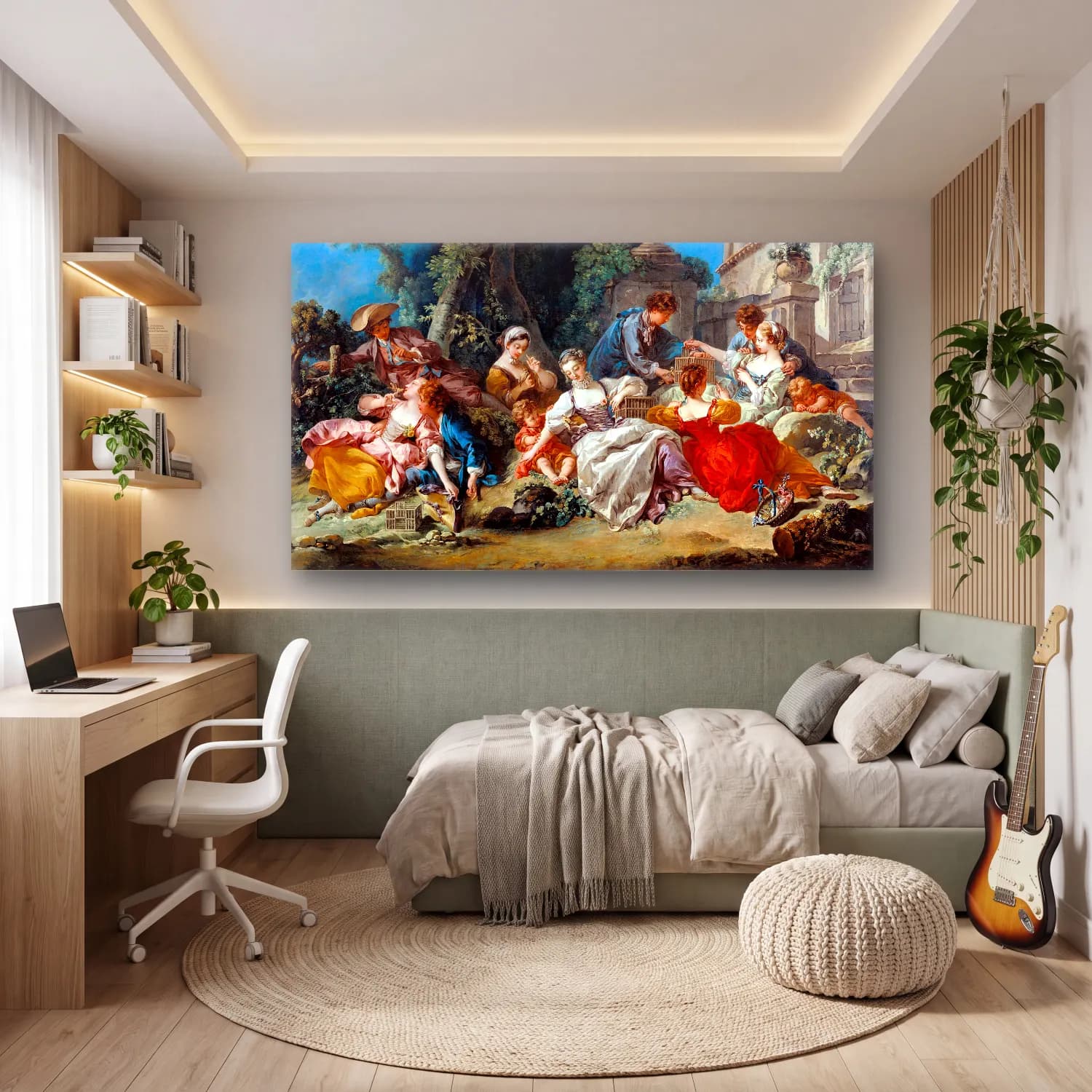 Francois Boucher – The Bird Catchers cam tablo — genç odasında