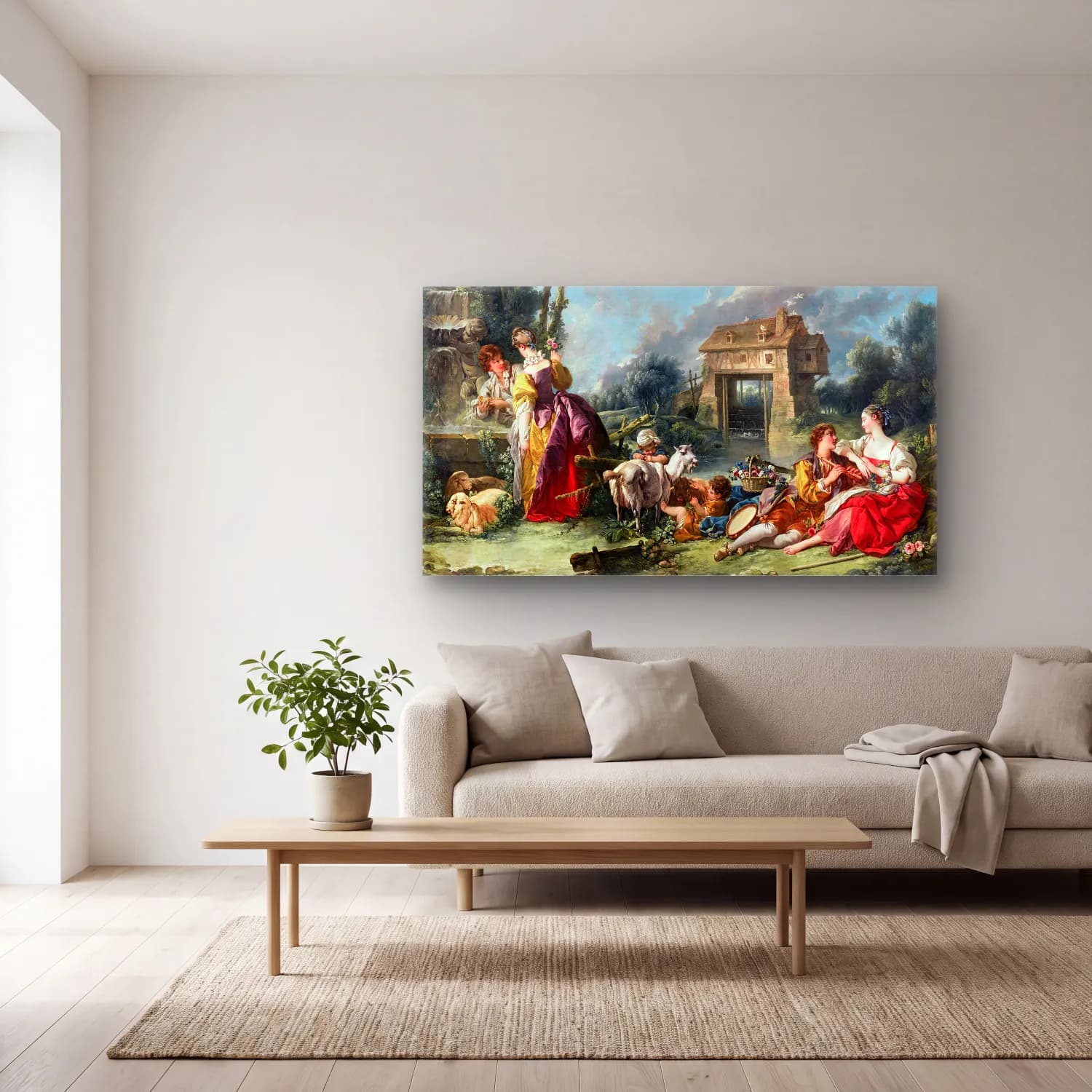 Francois Boucher – The Fountain of Love cam tablo — açık renk salonda