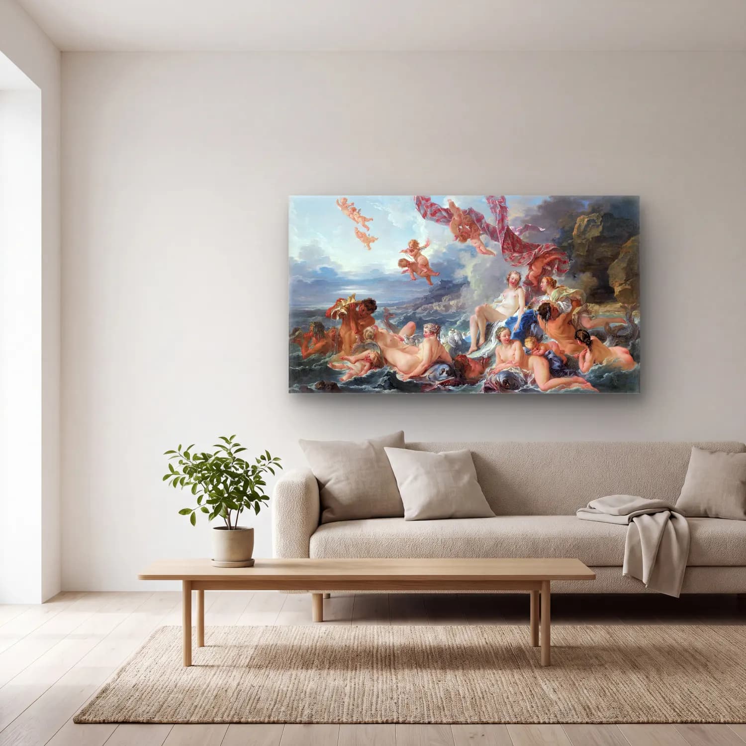 Francois Boucher – The Triumph of Venus cam tablo — açık renk salonda