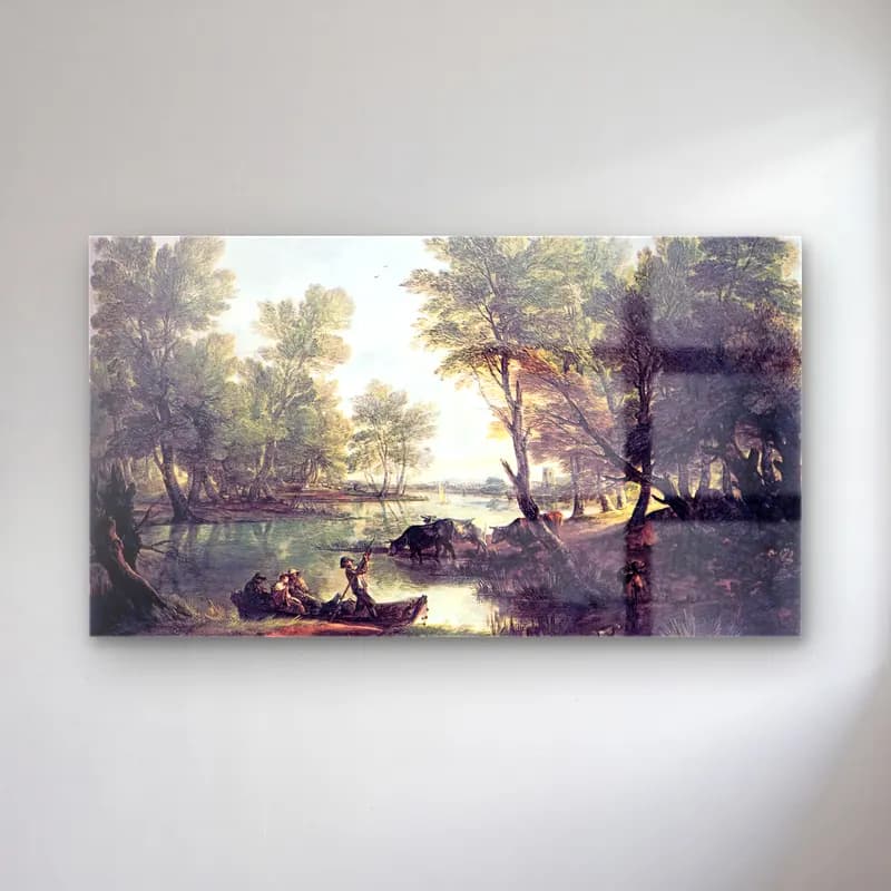 Thomas Gainsborough – River Landscape cam tablo — Thomas Gainsborough – River Landscape — yağlı boya kırda nehir