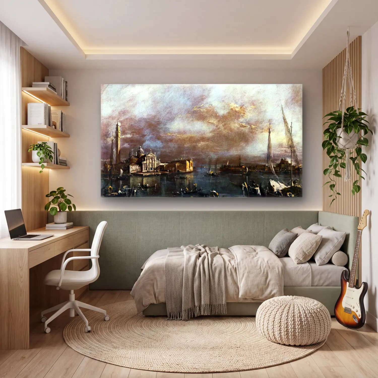 Francesco Guardi – Bacino di San Marco with San Giorgio and the Giudecca cam tablo — genç odasında
