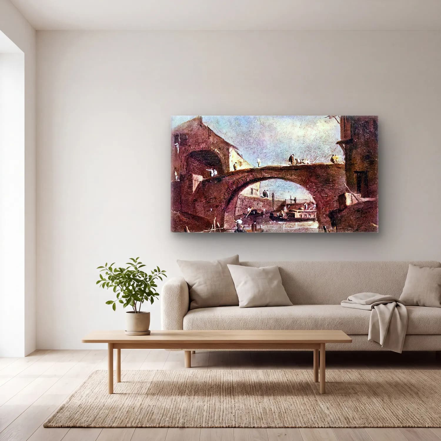 Francesco Guardi – Bridge at Dolo cam tablo — açık renk salonda