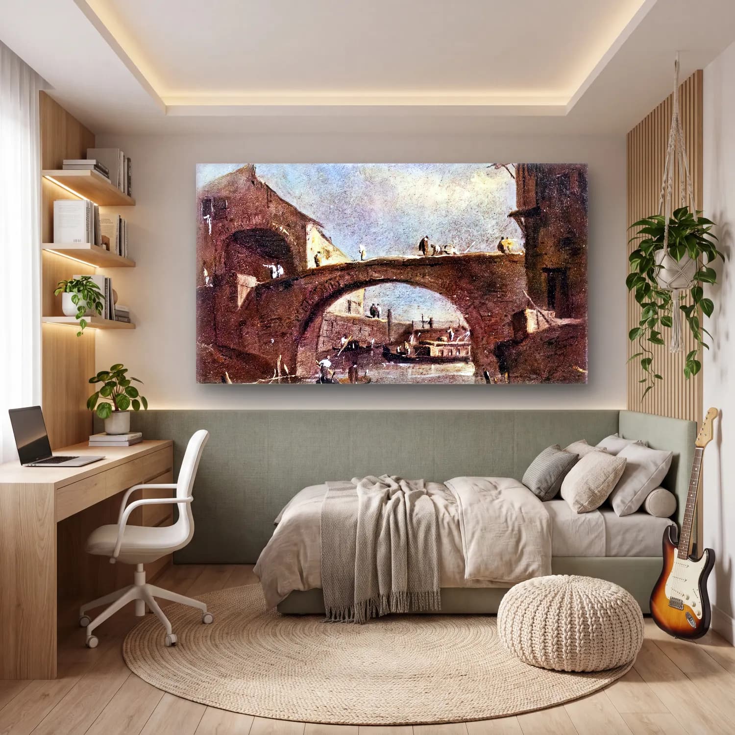 Francesco Guardi – Bridge at Dolo cam tablo — genç odasında