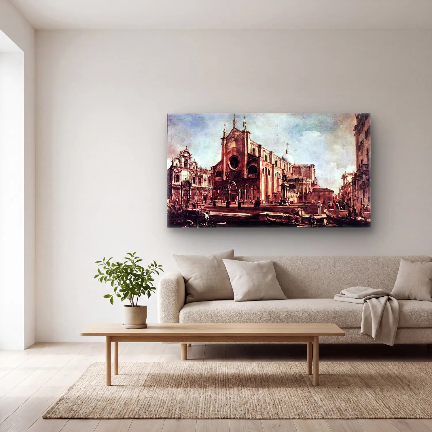Francesco Guardi – Campo Santi Giovanni e Paolo cam tablo — açık renk salonda