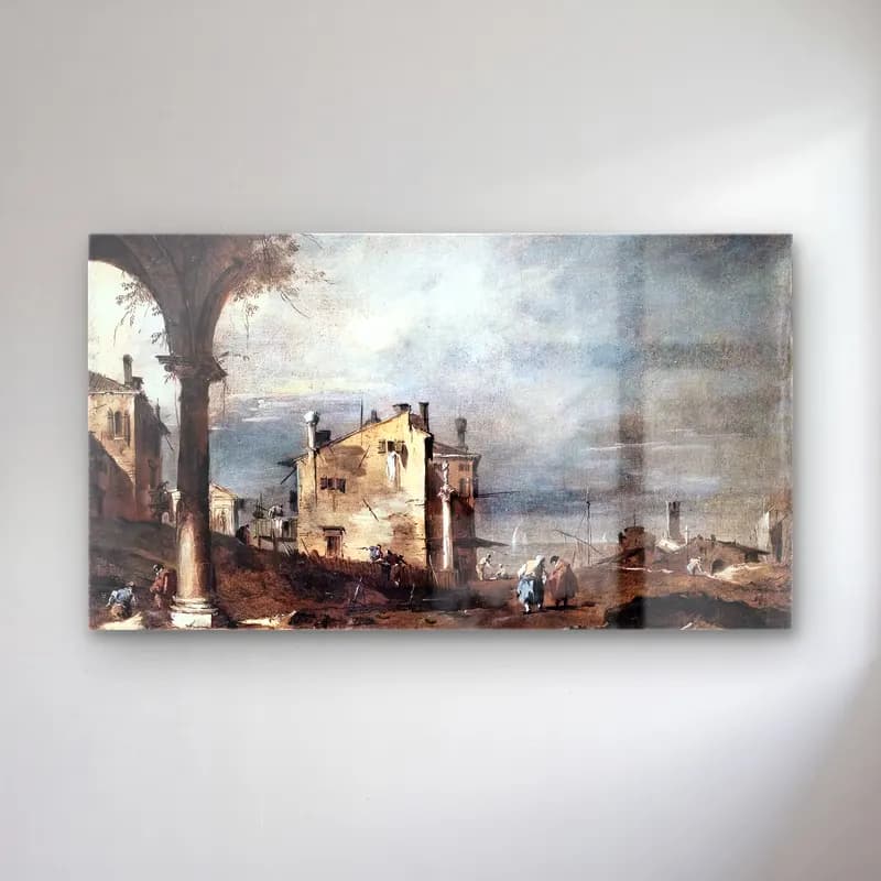 Francesco Guardi – Capriccio with Venetian Motifs cam tablo — Francesco Guardi – Capriccio with Venetian Motifs — yağlı boya i̇talyan sahili