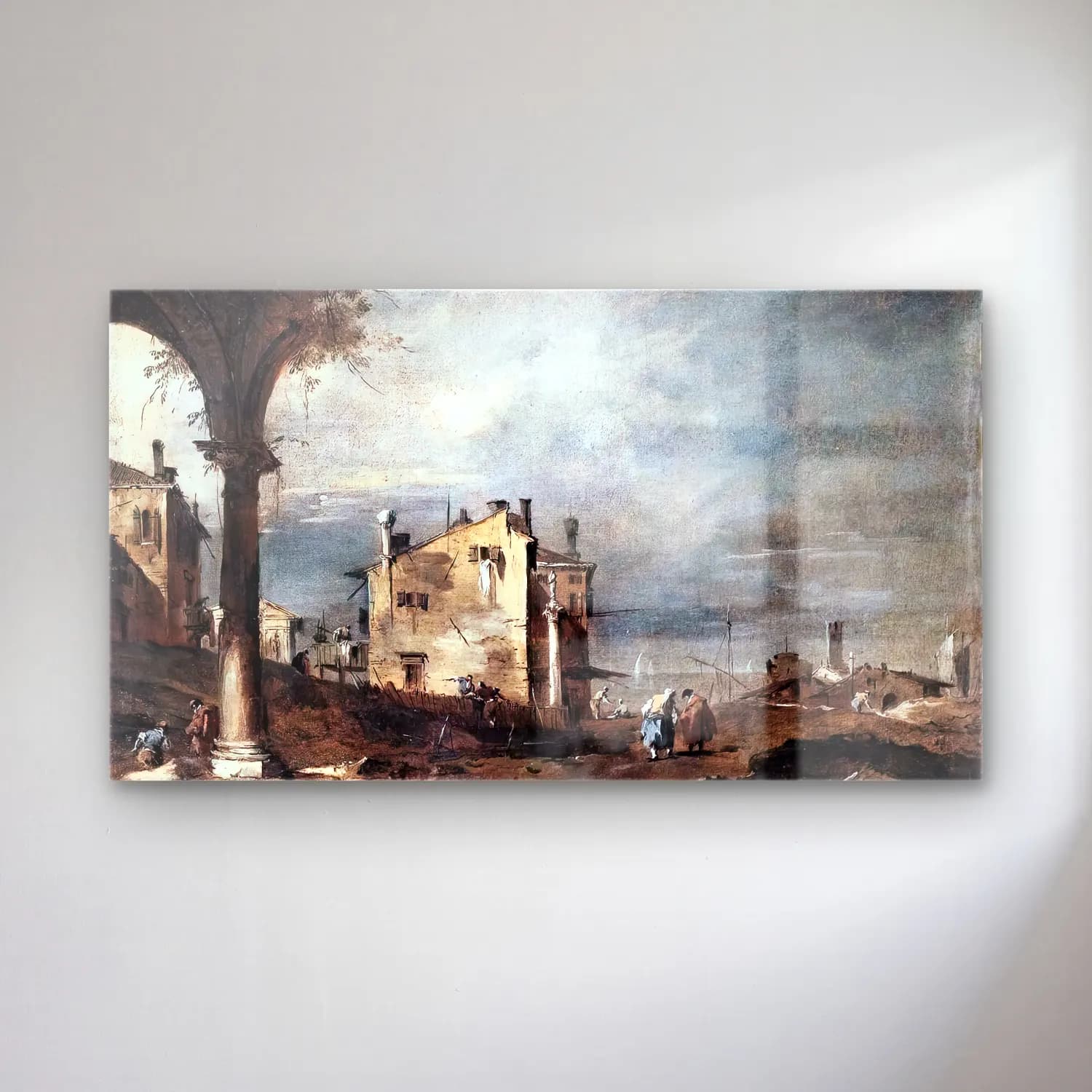 Francesco Guardi – Capriccio with Venetian Motifs cam tablo — Francesco Guardi – Capriccio with Venetian Motifs — yağlı boya i̇talyan sahili