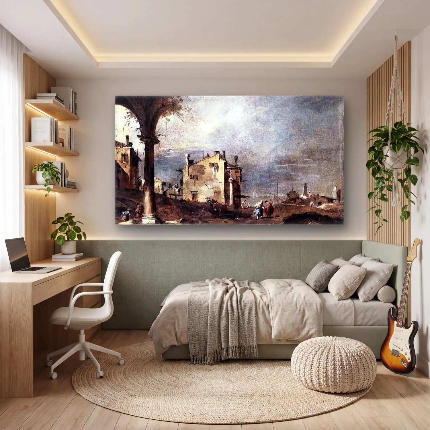 Francesco Guardi – Capriccio with Venetian Motifs cam tablo — genç odasında