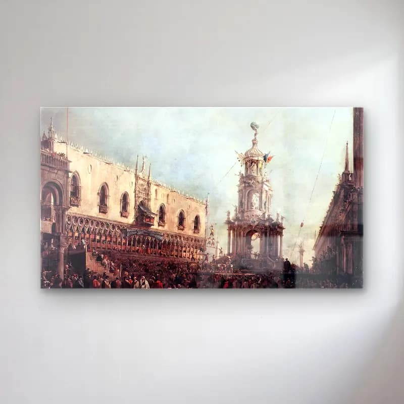 Francesco Guardi – Carnival Thursday on the Piazzetta cam tablo — Francesco Guardi – Carnival Thursday on the Piazzetta — yağlı boya dini sahne