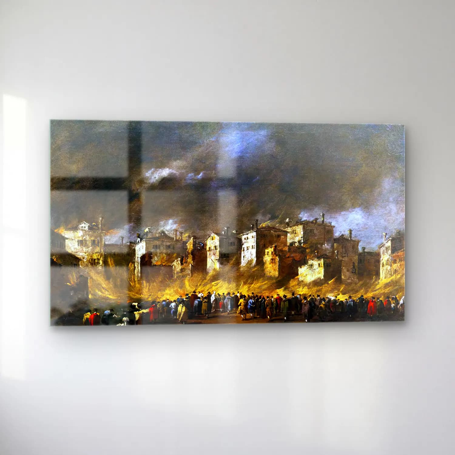Francesco Guardi – Fire in the San Marcuola Oil Depot cam tablo — sol açıdan görünüm