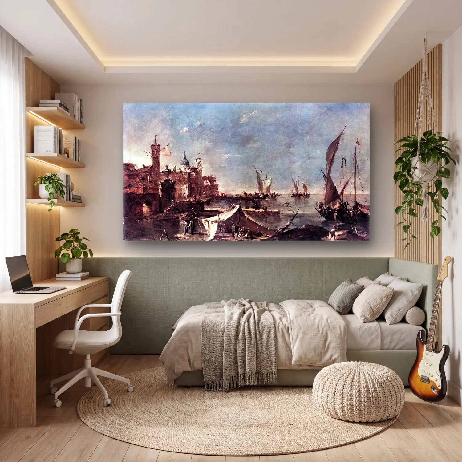 Francesco Guardi – Landscape with a Fisherman s Tent cam tablo — genç odasında