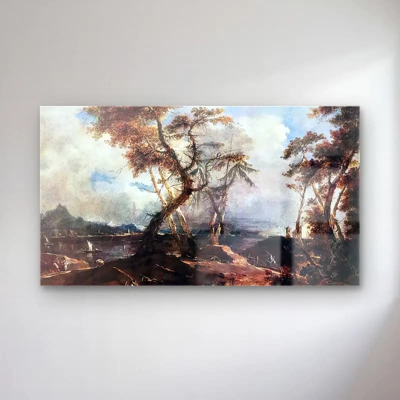 Francesco Guardi – Landscape cam tablo — Francesco Guardi – Landscape — yağlı boya orman