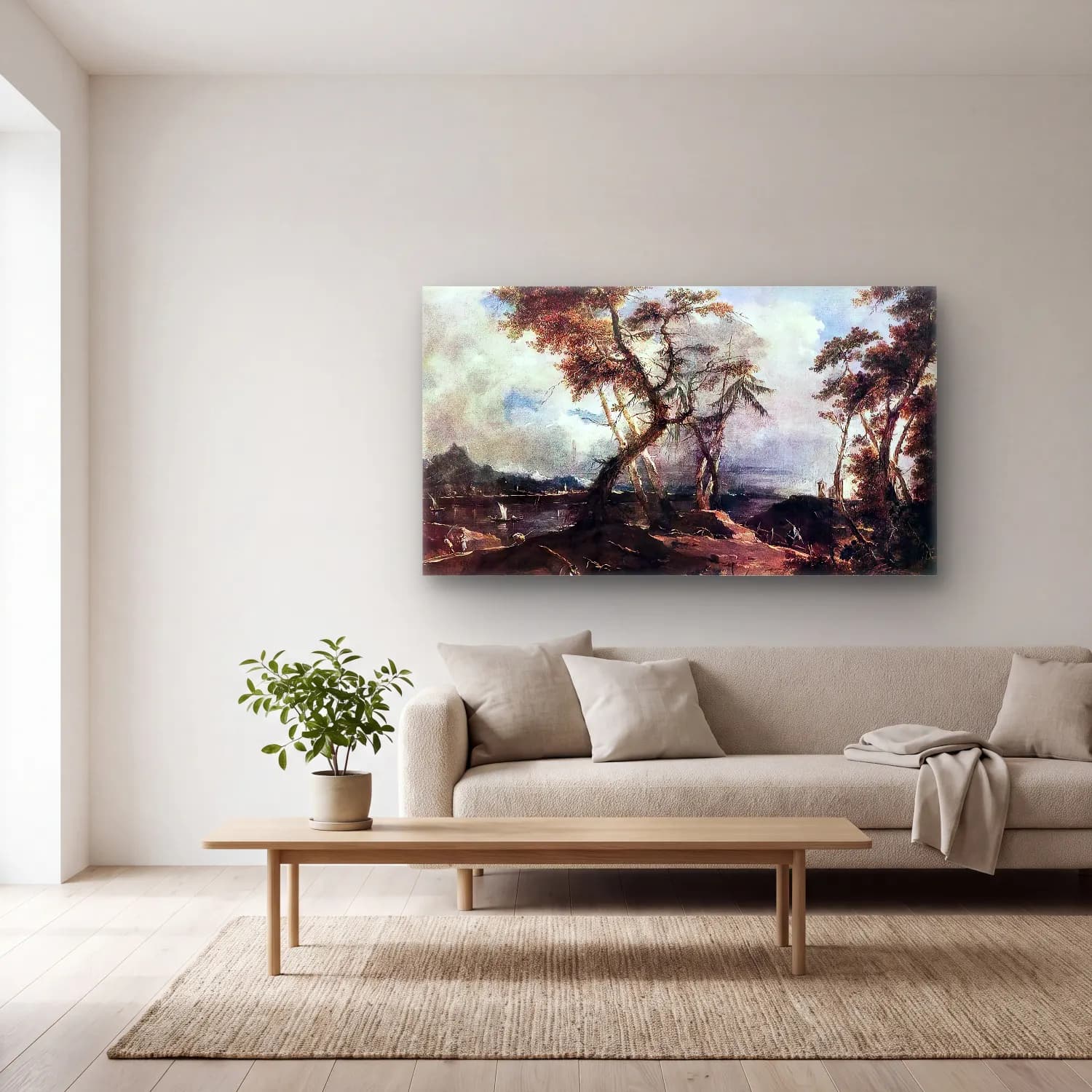Francesco Guardi – Landscape cam tablo — açık renk salonda