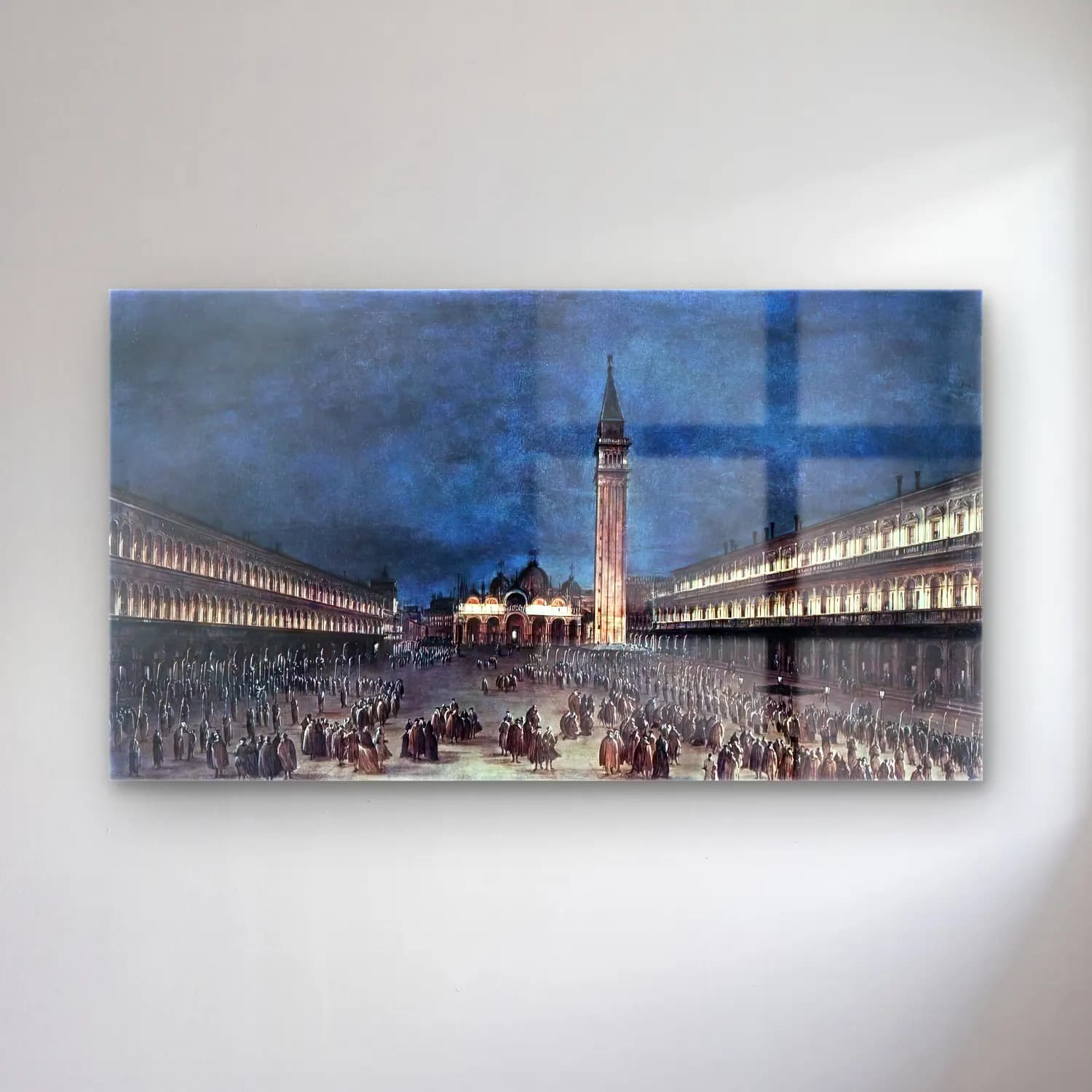 Francesco Guardi – Nighttime Procession in Piazza San Marco cam tablo — Francesco Guardi – Nighttime Procession in Piazza San Marco — vintage kalabalık cadde