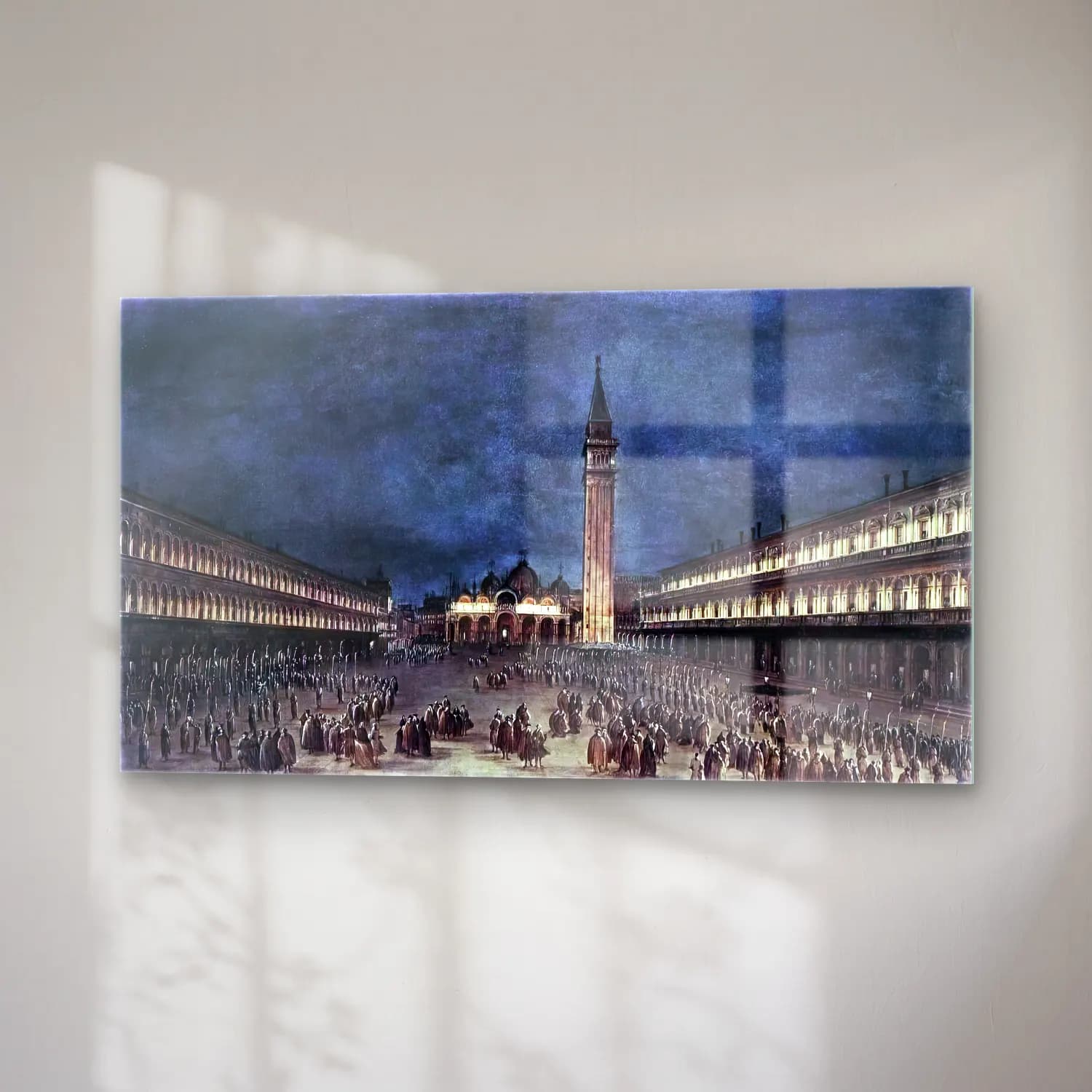 Francesco Guardi – Nighttime Procession in Piazza San Marco cam tablo — sağ açıdan görünüm