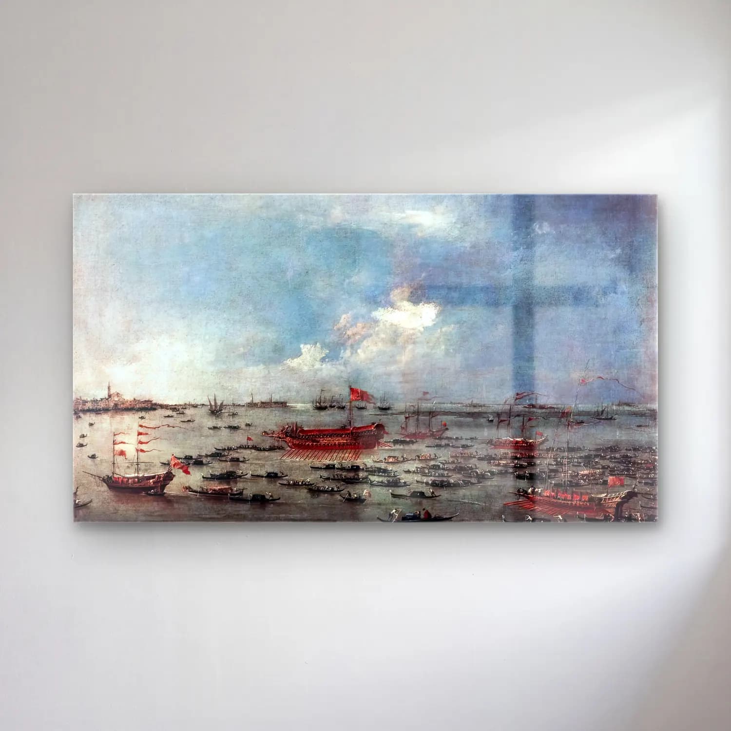 Francesco Guardi – Outward Voyage of the Bucintoro to San Nicolò del Lido cam tablo — Francesco Guardi – Outward Voyage of the Bucintoro to San Nicolò del Lido — yağlı boya liman ve tekneler