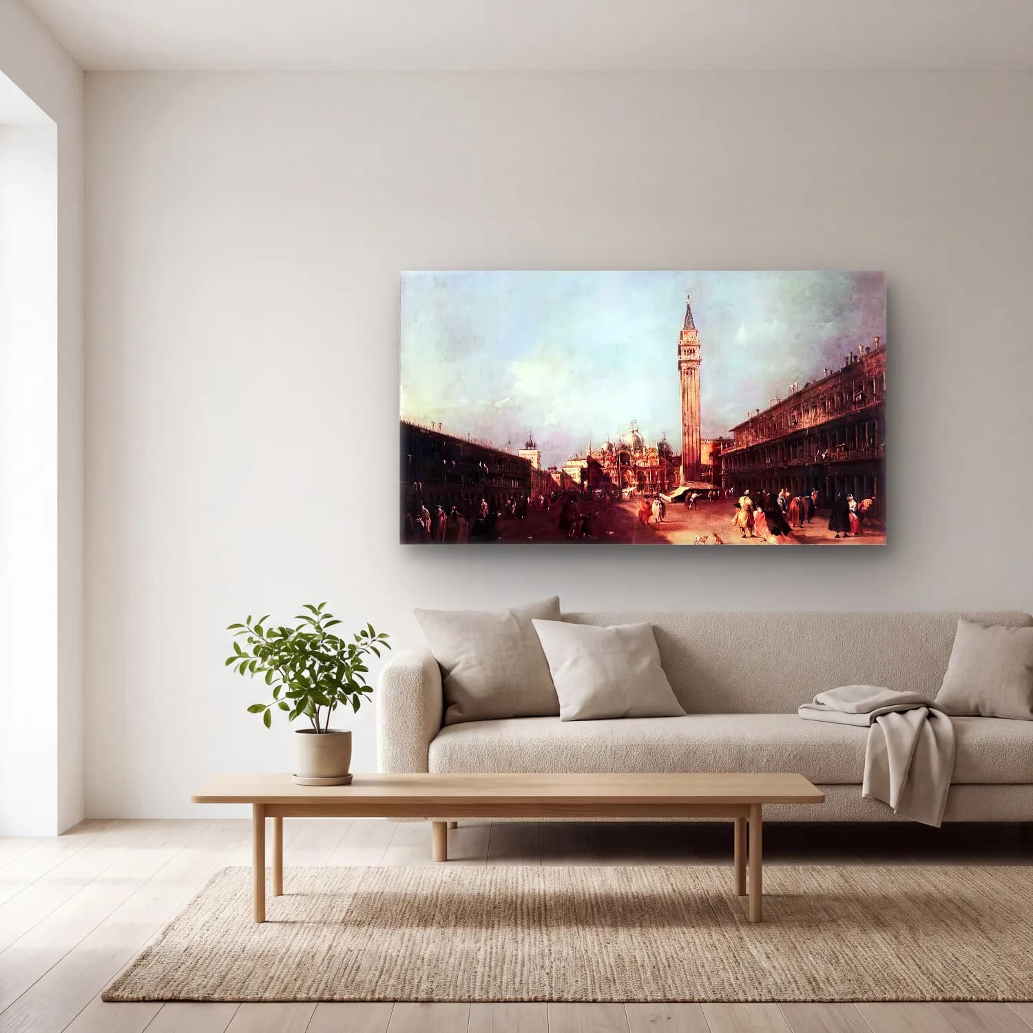Francesco Guardi – Piazza San Marco cam tablo — açık renk salonda