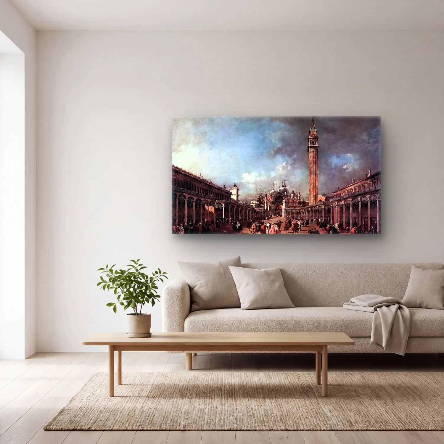 Francesco Guardi – Piazza di San Marco cam tablo — açık renk salonda