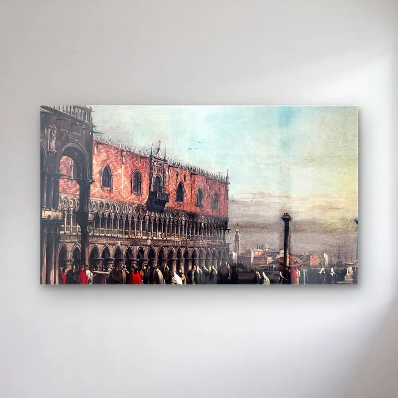 Francesco Guardi – Piazzetta with the Doge s Palace cam tablo — Francesco Guardi – Piazzetta with the Doge s Palace — yağlı boya kalabalık cadde