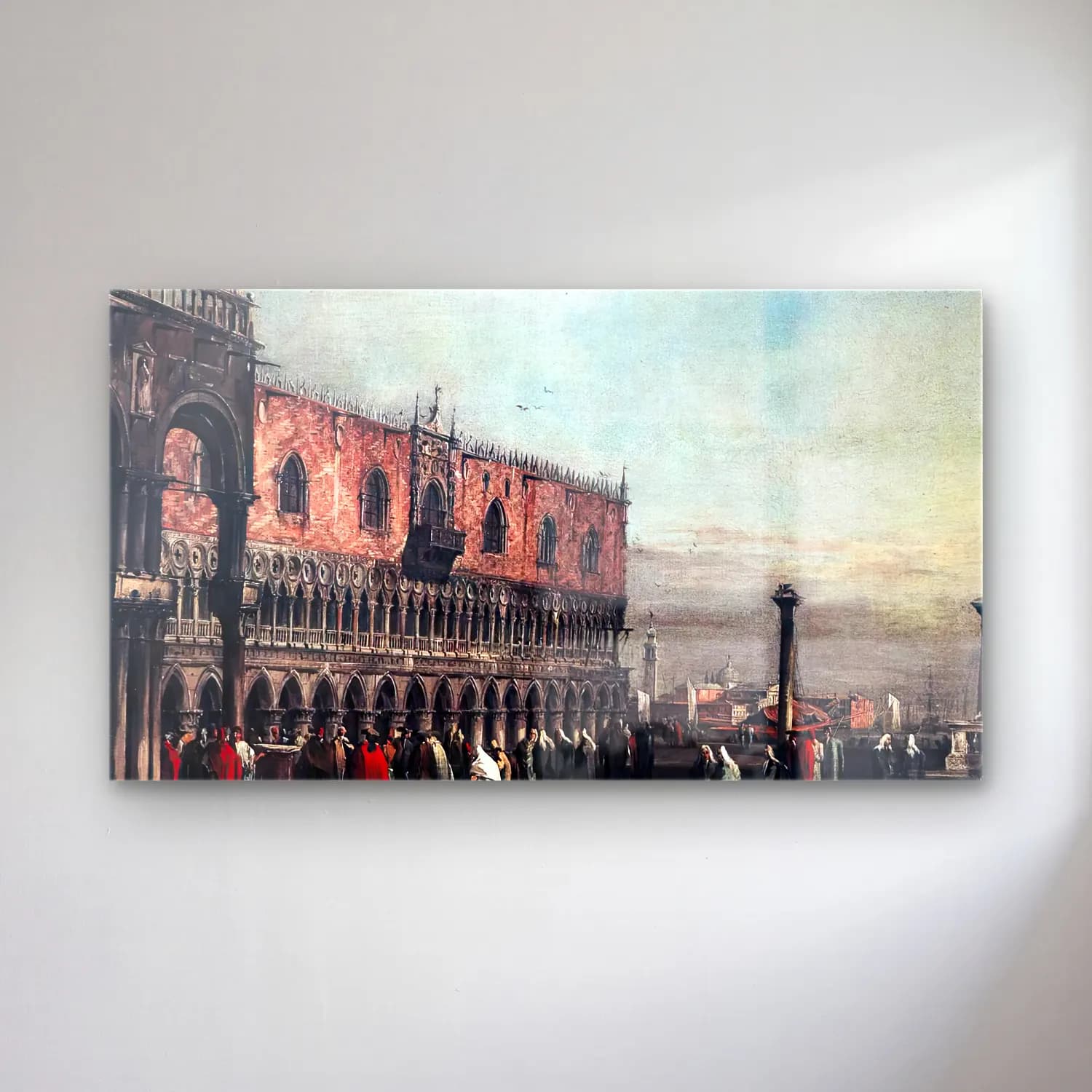 Francesco Guardi – Piazzetta with the Doge s Palace cam tablo — Francesco Guardi – Piazzetta with the Doge s Palace — yağlı boya kalabalık cadde