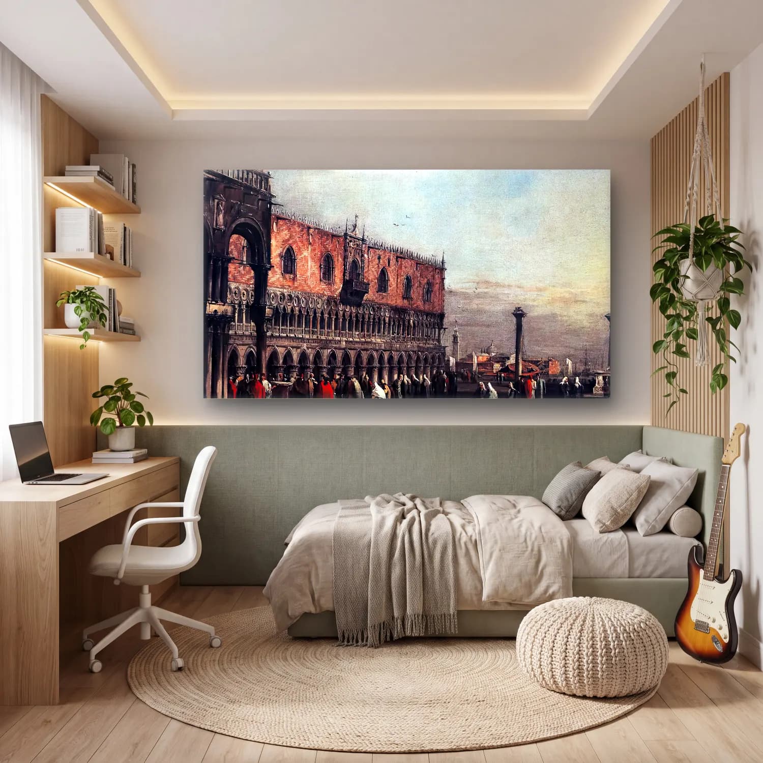 Francesco Guardi – Piazzetta with the Doge s Palace cam tablo — genç odasında