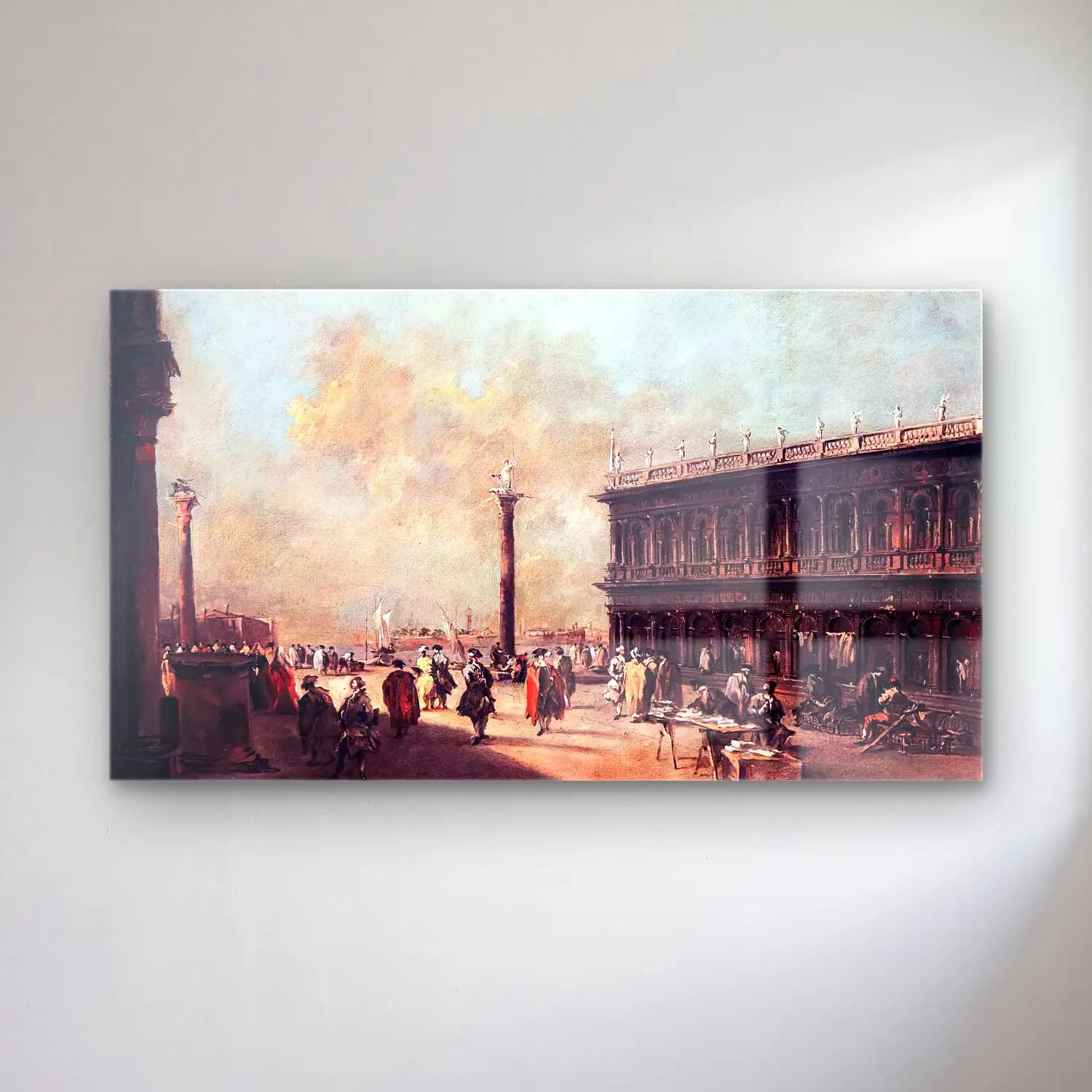 Francesco Guardi – Piazzetta with the Libreria Vecchia cam tablo — Francesco Guardi – Piazzetta with the Libreria Vecchia — yağlı boya kafeli avrupa sokağı