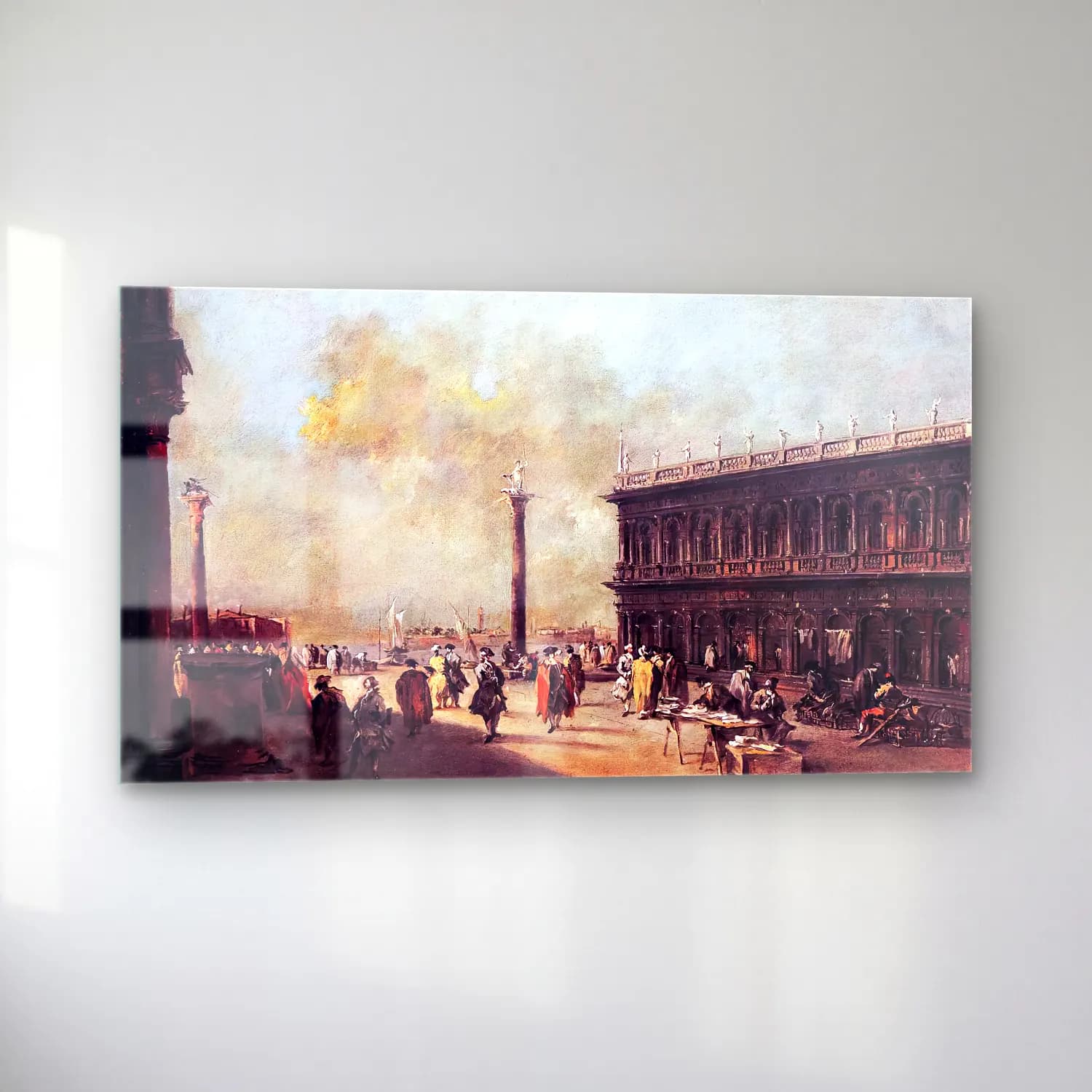 Francesco Guardi – Piazzetta with the Libreria Vecchia cam tablo — sol açıdan görünüm