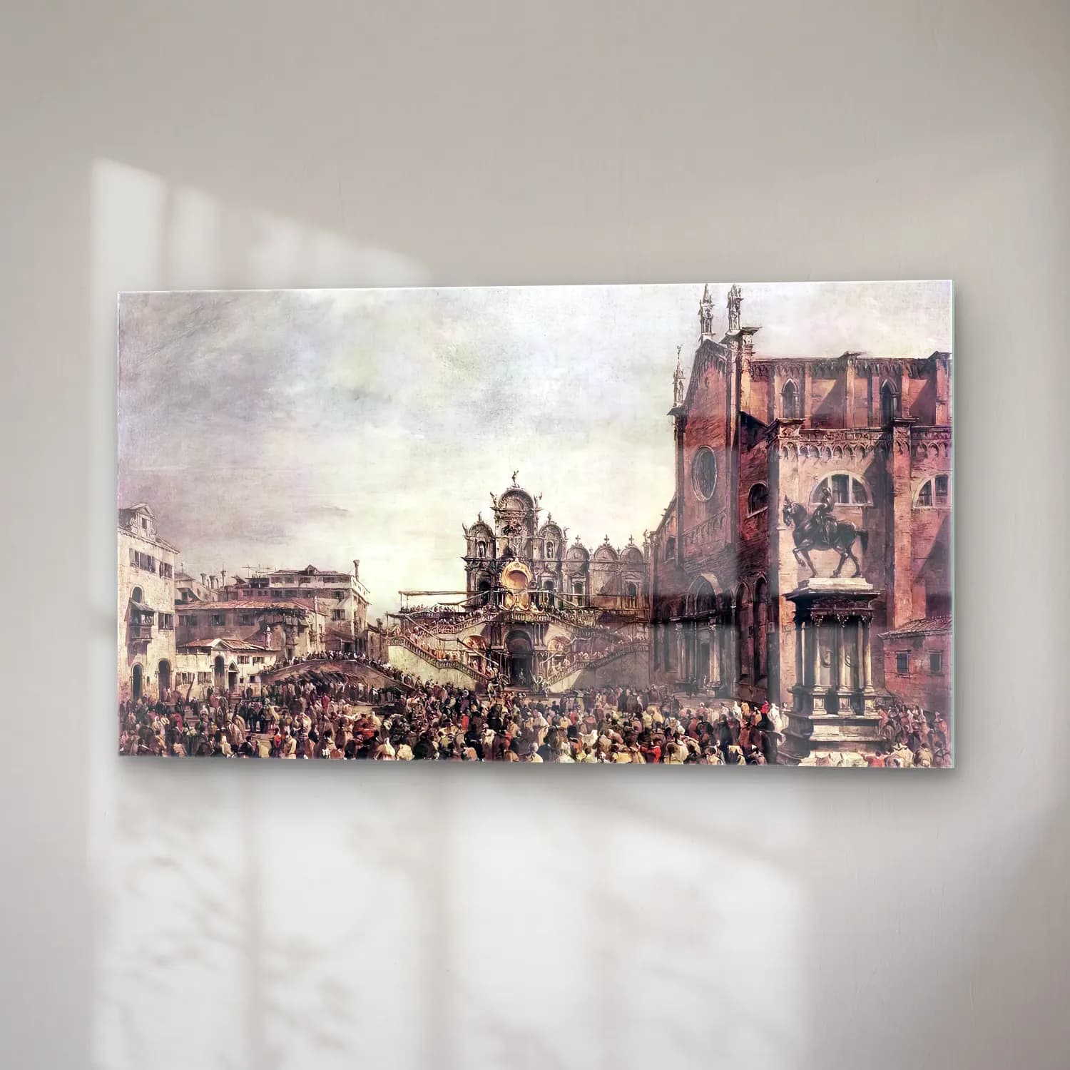 Francesco Guardi – Pope Pius Vi Blessing the People on Campo Santi Giovanni e… cam tablo — sağ açıdan görünüm