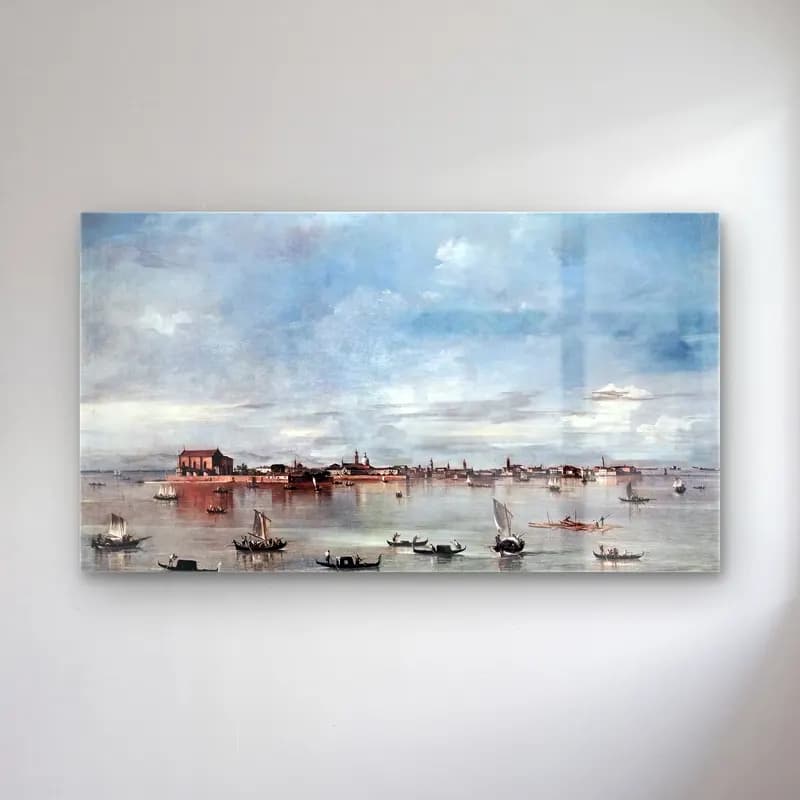 Francesco Guardi – San Cristoforo, San Michele and Murano, Seen from the… cam tablo — Francesco Guardi – San Cristoforo, San Michele and Murano, Seen from the… — suluboya liman ve tekneler
