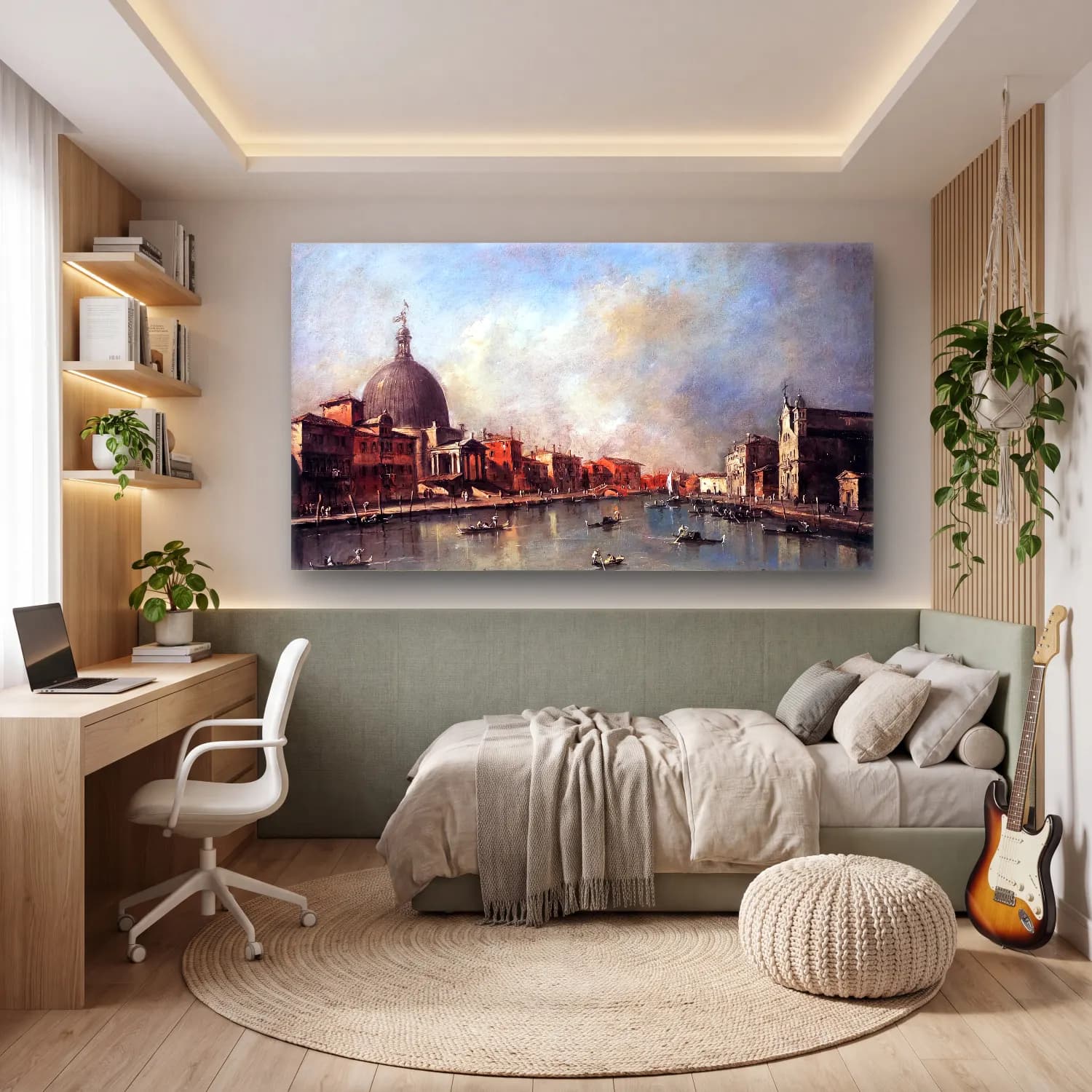Francesco Guardi – The Canal Grande with San Simeone Piccolo cam tablo — genç odasında