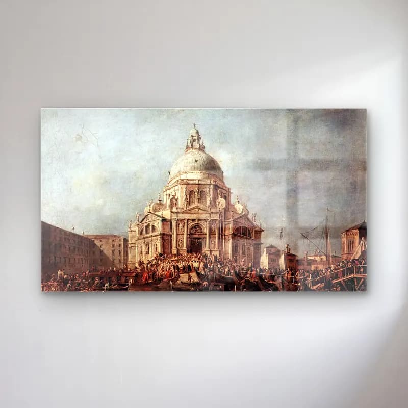 Francesco Guardi – The Doge at the Basilica of La Salute cam tablo — Francesco Guardi – The Doge at the Basilica of La Salute — yağlı boya dini sahne