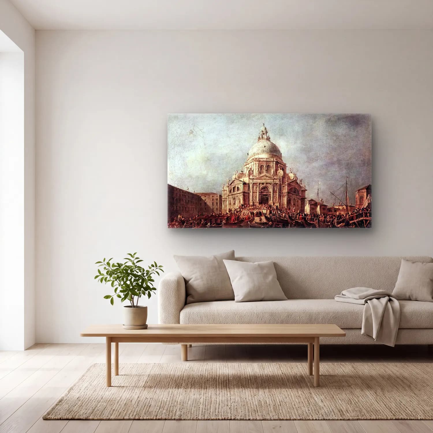 Francesco Guardi – The Doge at the Basilica of La Salute cam tablo — açık renk salonda