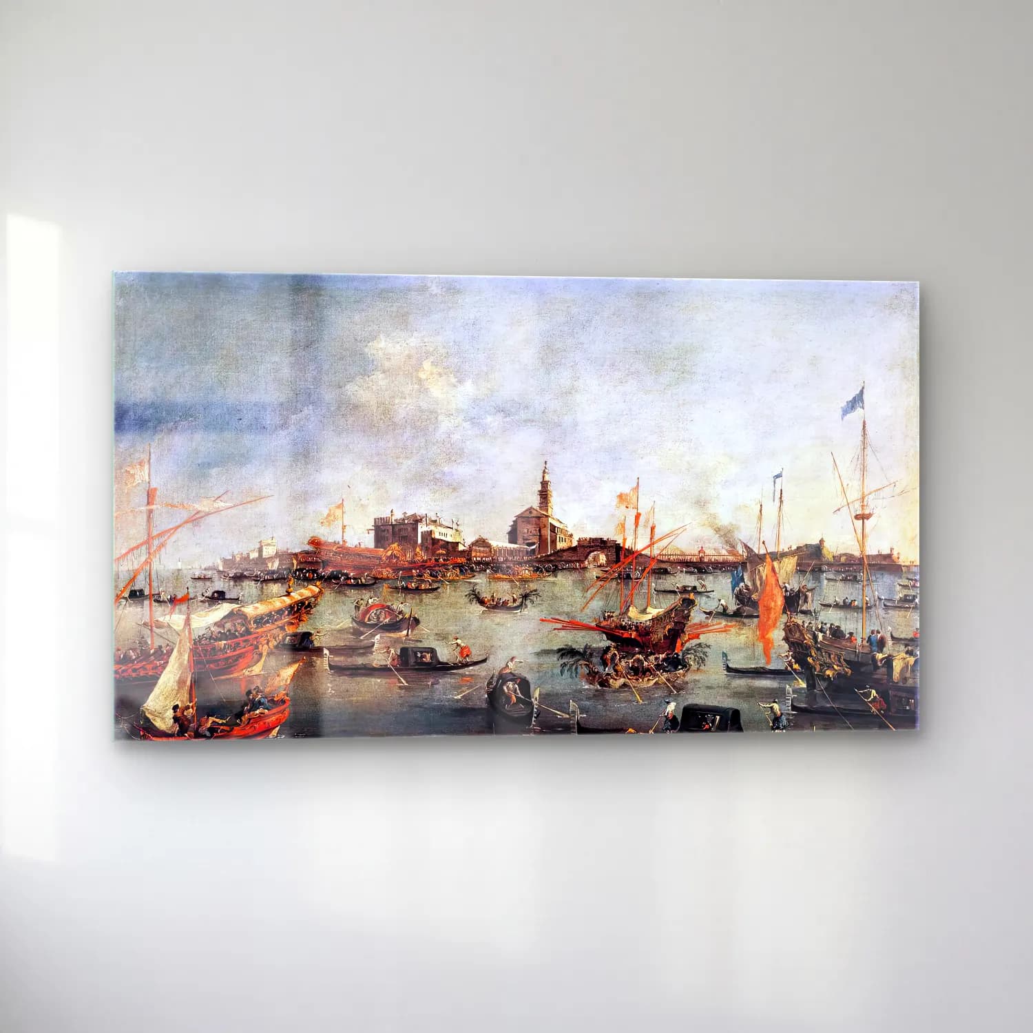 Francesco Guardi – The Doge on the Bucentaur at San Niccolò del Lido cam tablo — sol açıdan görünüm