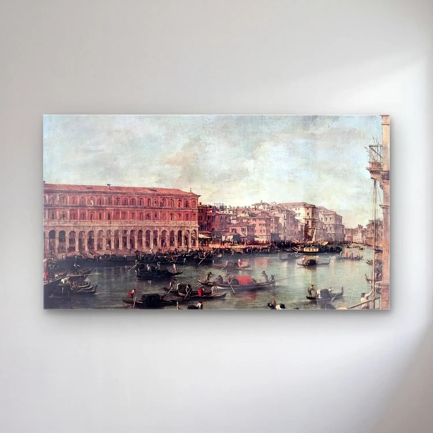 Francesco Guardi – The Grand Canal at the Fish Market (Pescheria) cam tablo — Francesco Guardi – The Grand Canal at the Fish Market (Pescheria) — yağlı boya liman ve tekneler