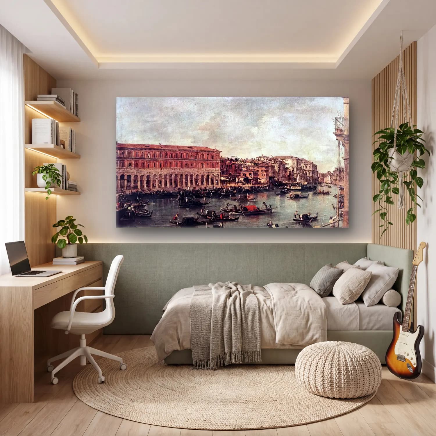 Francesco Guardi – The Grand Canal at the Fish Market (Pescheria) cam tablo — genç odasında