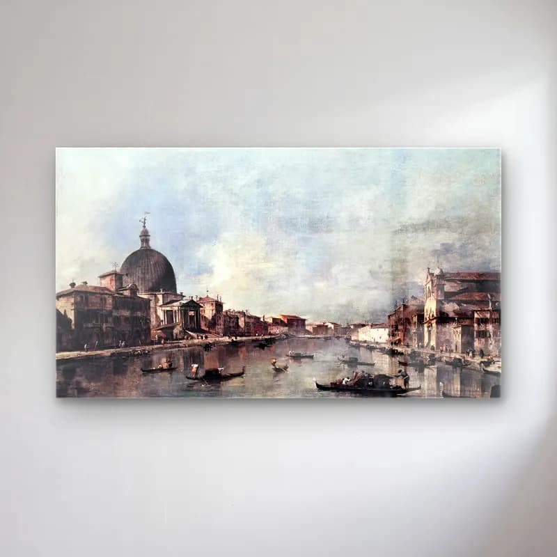 Francesco Guardi – The Grand Canal with San Simeone Piccolo and Santa Lucia cam tablo — Francesco Guardi – The Grand Canal with San Simeone Piccolo and Santa Lucia — empresyonist venedik kanalları