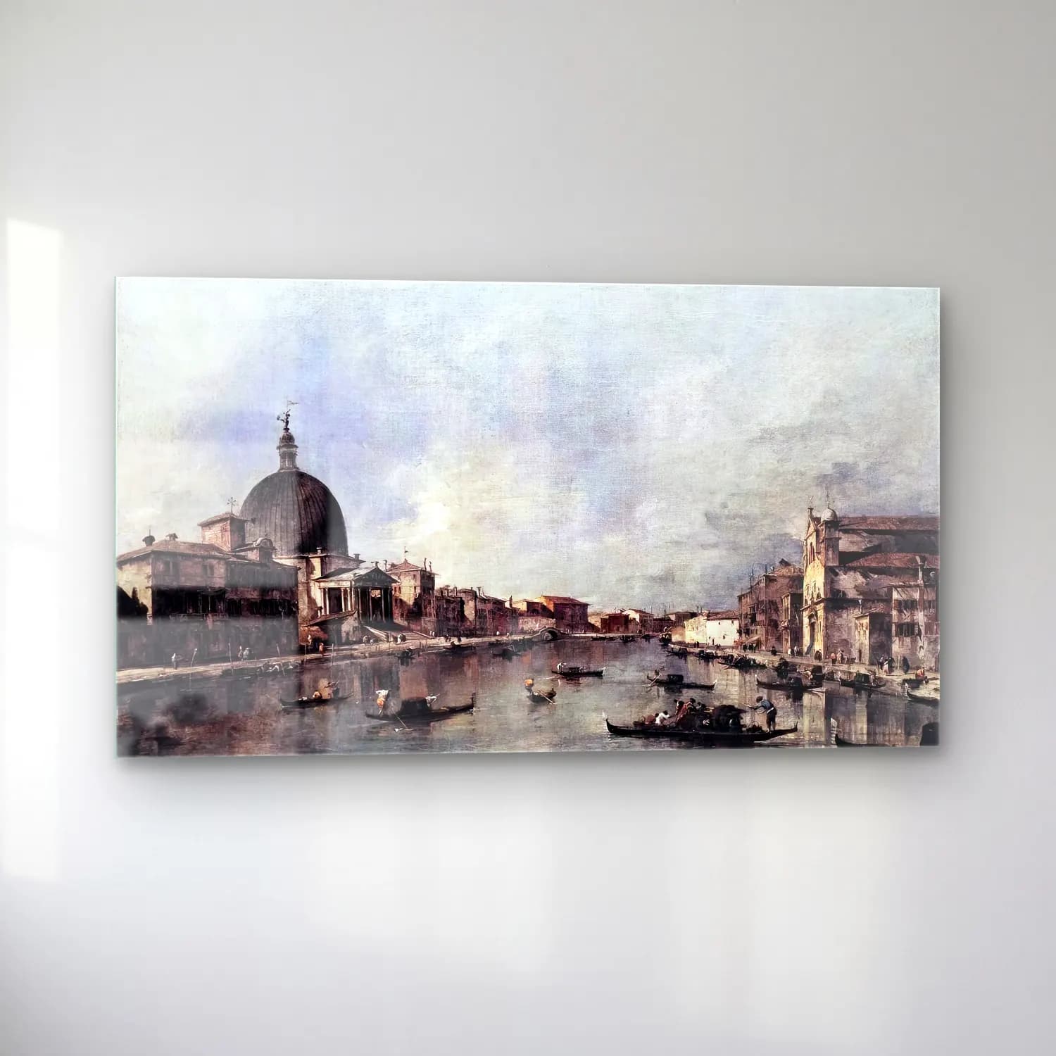 Francesco Guardi – The Grand Canal with San Simeone Piccolo and Santa Lucia cam tablo — sol açıdan görünüm