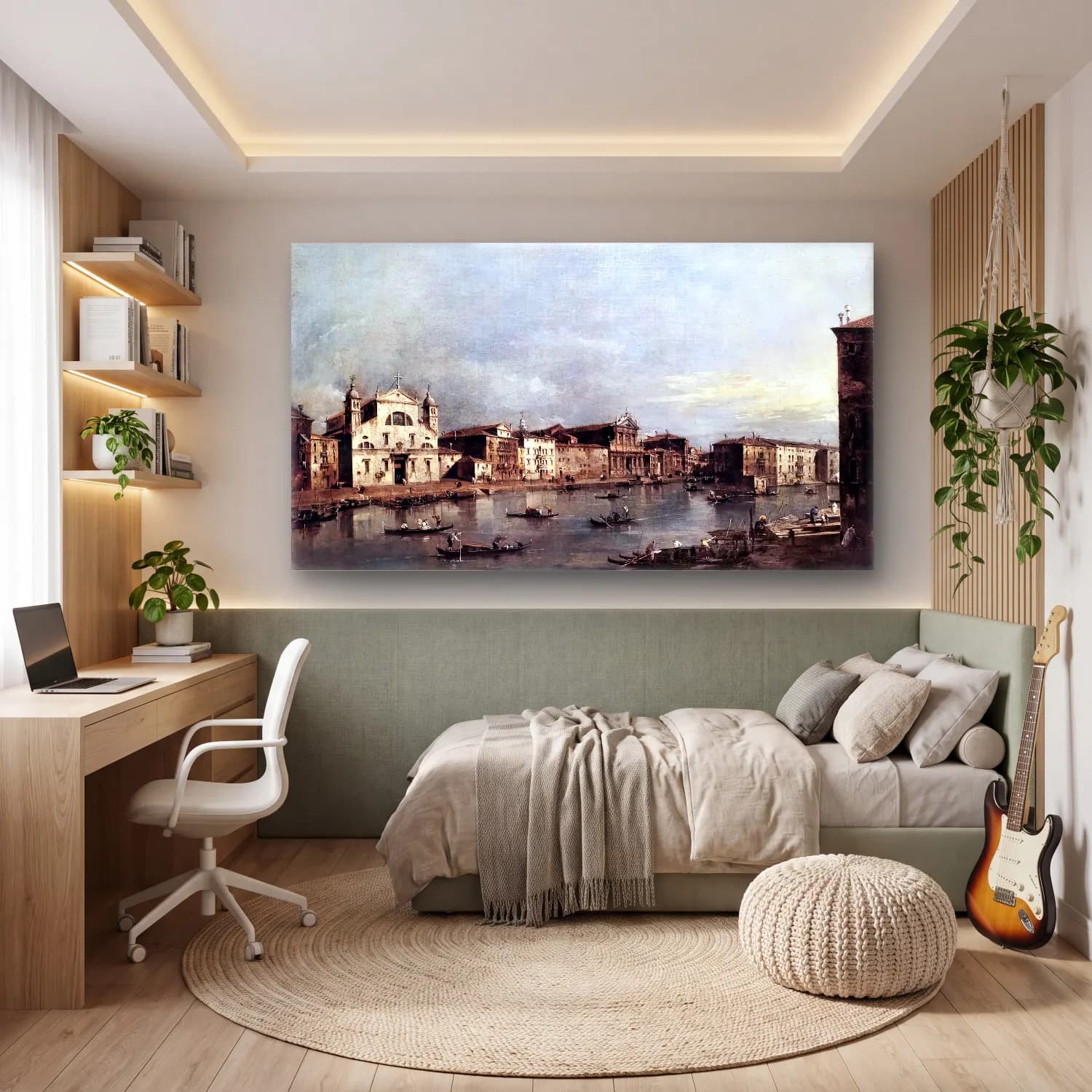 Francesco Guardi – The Grand Canal with Santa Lucia and the Scalzi cam tablo — genç odasında