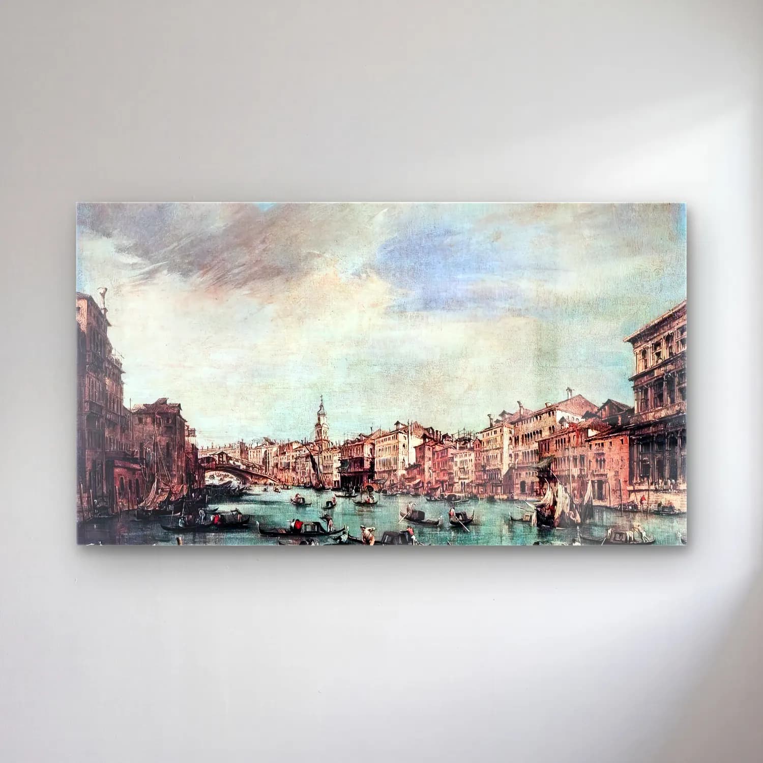 Francesco Guardi – The Grand Canal, Looking toward the Rialto Bridge cam tablo — Francesco Guardi – The Grand Canal, Looking toward the Rialto Bridge — suluboya venedik kanalları