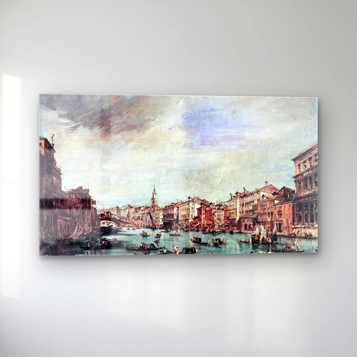 Francesco Guardi – The Grand Canal, Looking toward the Rialto Bridge cam tablo — sol açıdan görünüm