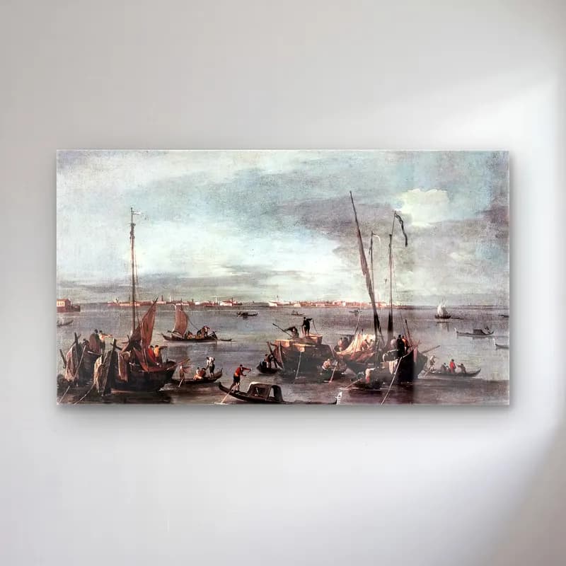 Francesco Guardi – The Lagoon Looking toward Murano from the Fondamenta Nuove cam tablo — Francesco Guardi – The Lagoon Looking toward Murano from the Fondamenta Nuove — yağlı boya liman ve tekneler