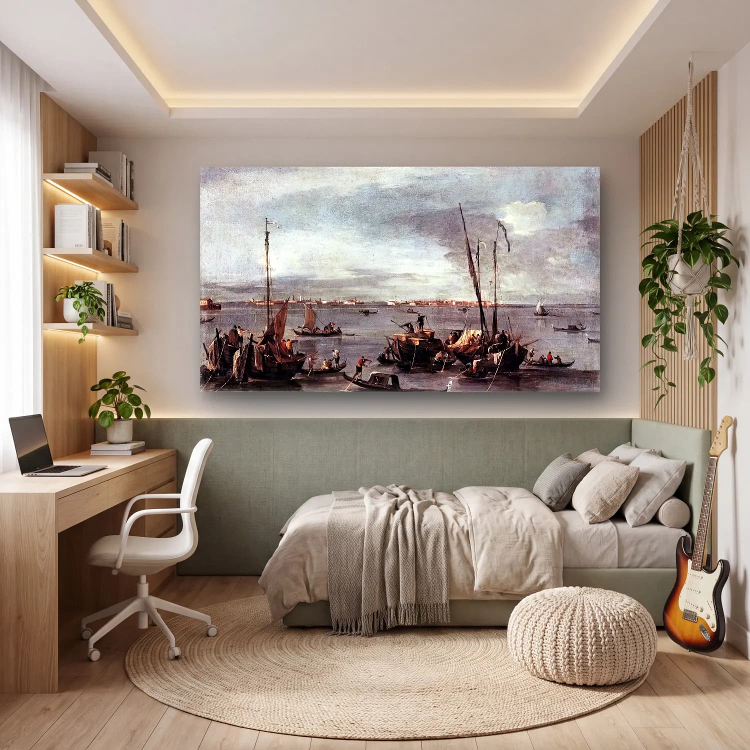 Francesco Guardi – The Lagoon Looking toward Murano from the Fondamenta Nuove cam tablo — genç odasında