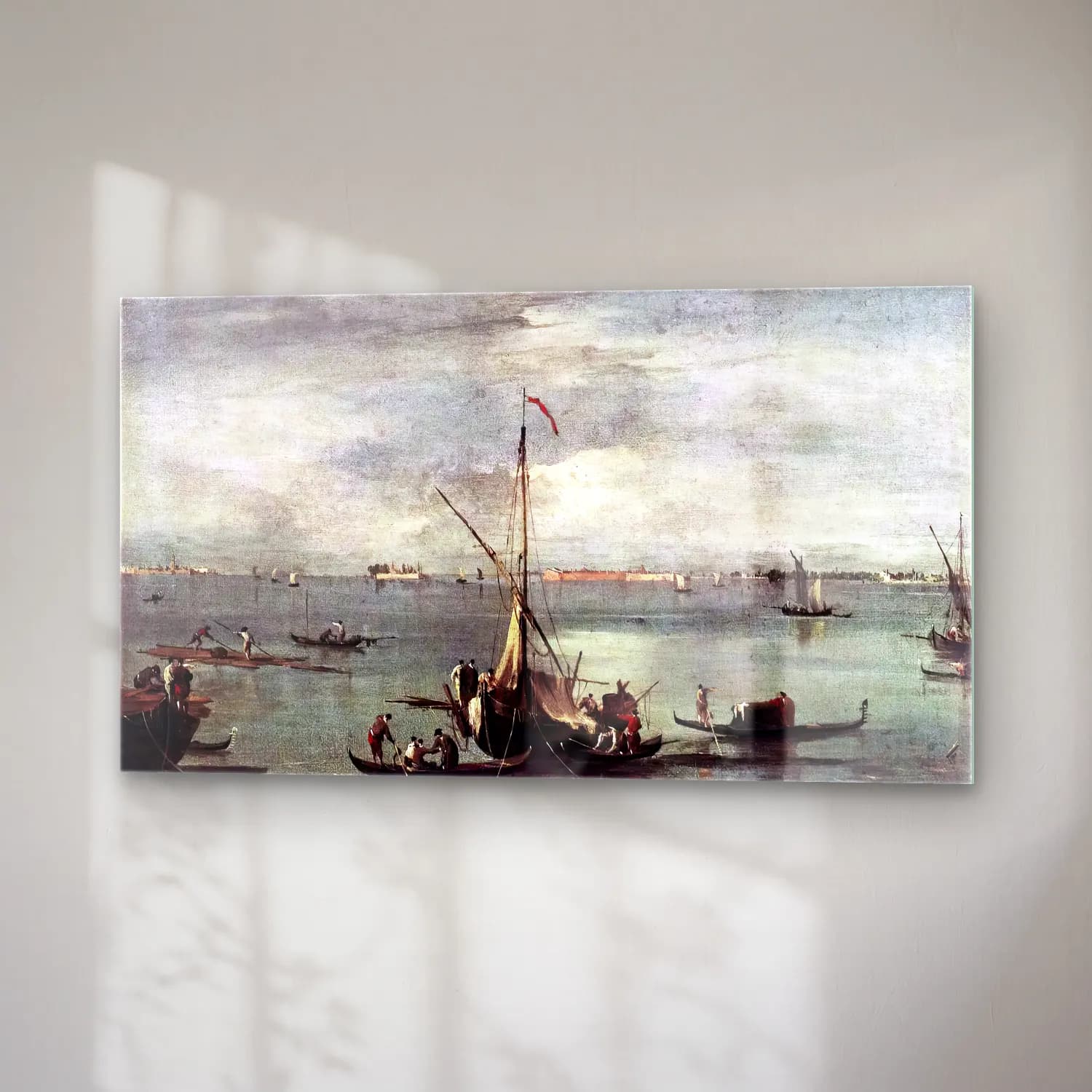 Francesco Guardi – The Lagoon with Boats, Gondolas, and Rafts cam tablo — sağ açıdan görünüm