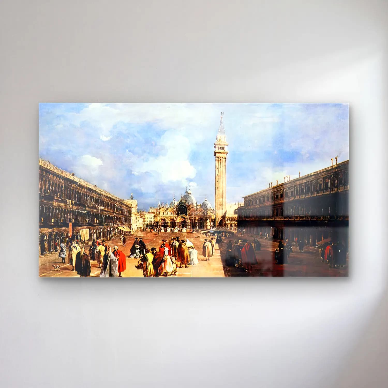 Francesco Guardi – The Piazza San Marco towards the Basilica cam tablo — Francesco Guardi – The Piazza San Marco towards the Basilica — yağlı boya kalabalık cadde