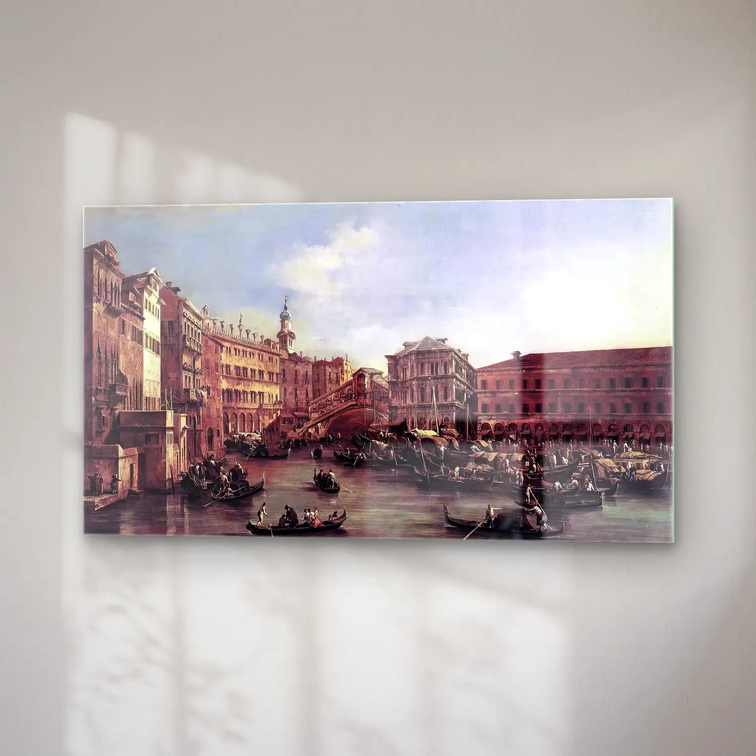 Francesco Guardi – The Rialto Bridge with the Palazzo dei Camerlenghi cam tablo — sağ açıdan görünüm