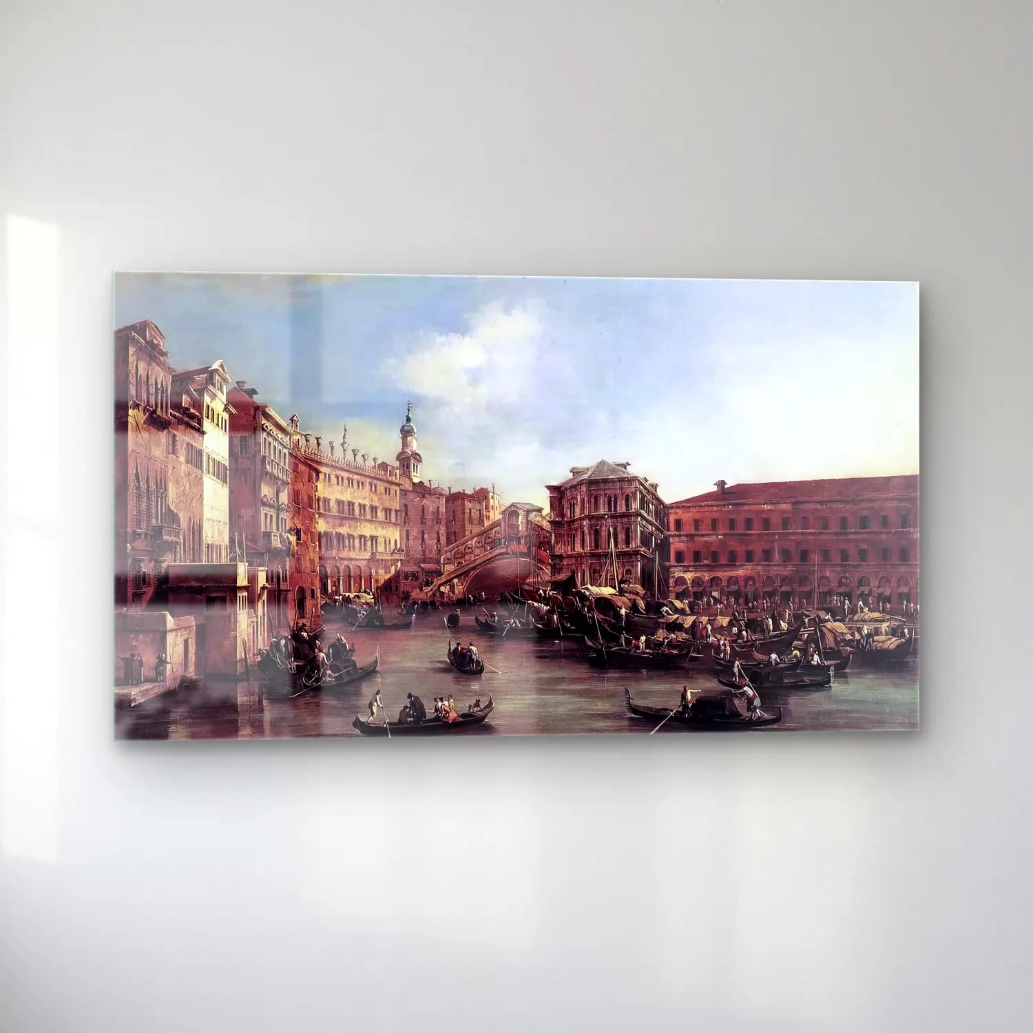 Francesco Guardi – The Rialto Bridge with the Palazzo dei Camerlenghi cam tablo — sol açıdan görünüm