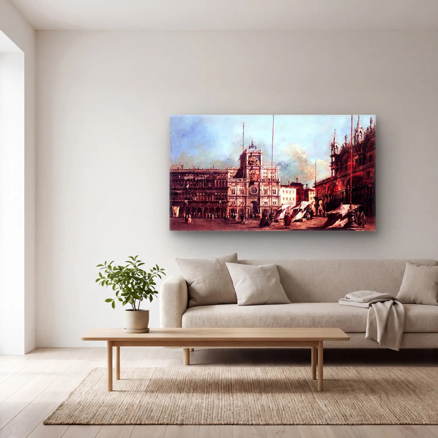 Francesco Guardi – The Torre dell Orologio cam tablo — açık renk salonda
