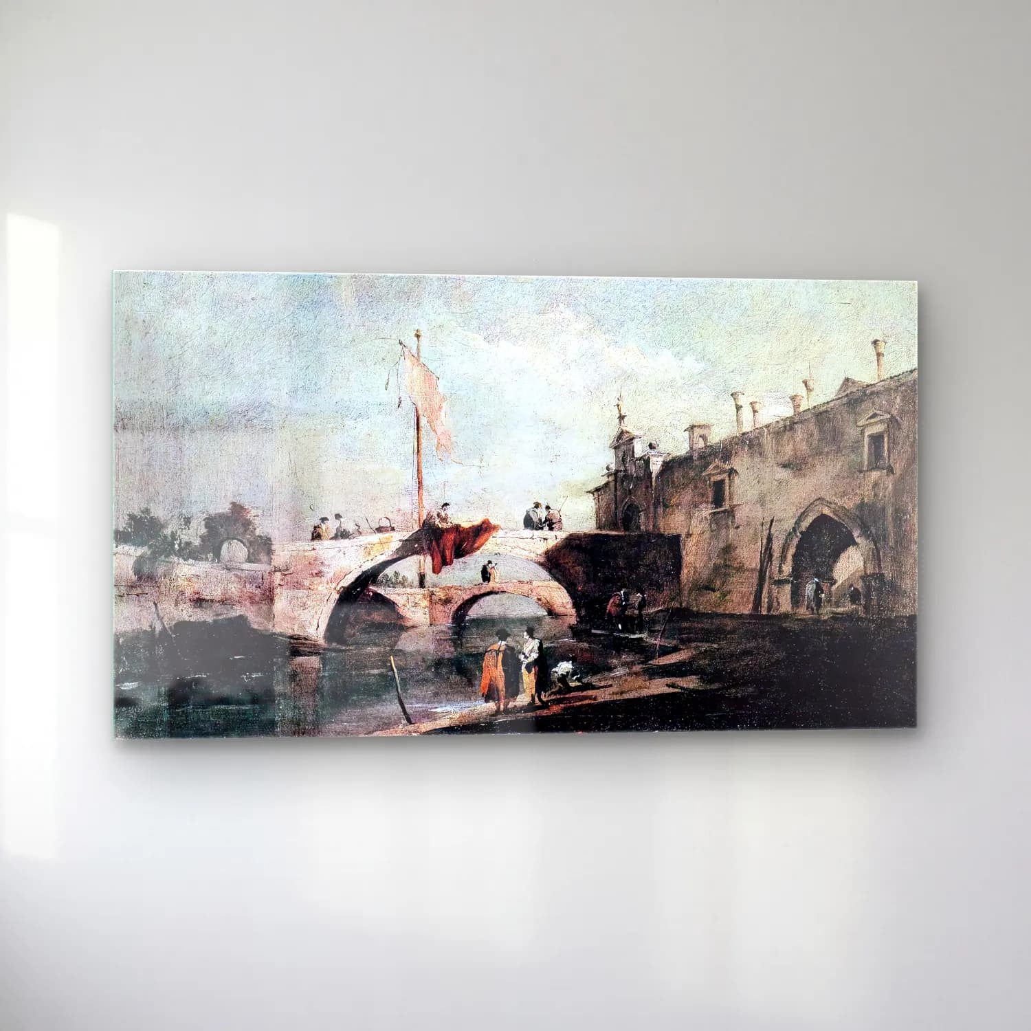 Francesco Guardi – Town with a Bridge cam tablo — sol açıdan görünüm