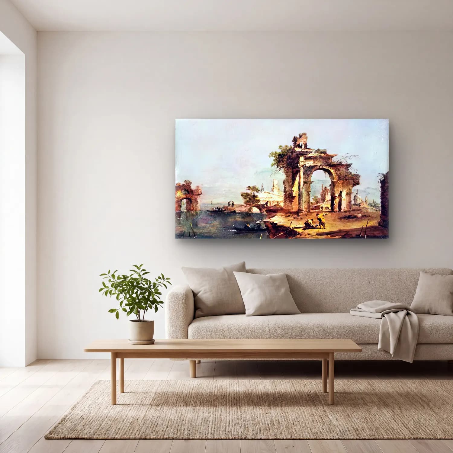 Francesco Guardi – Venetian Capriccio cam tablo — açık renk salonda