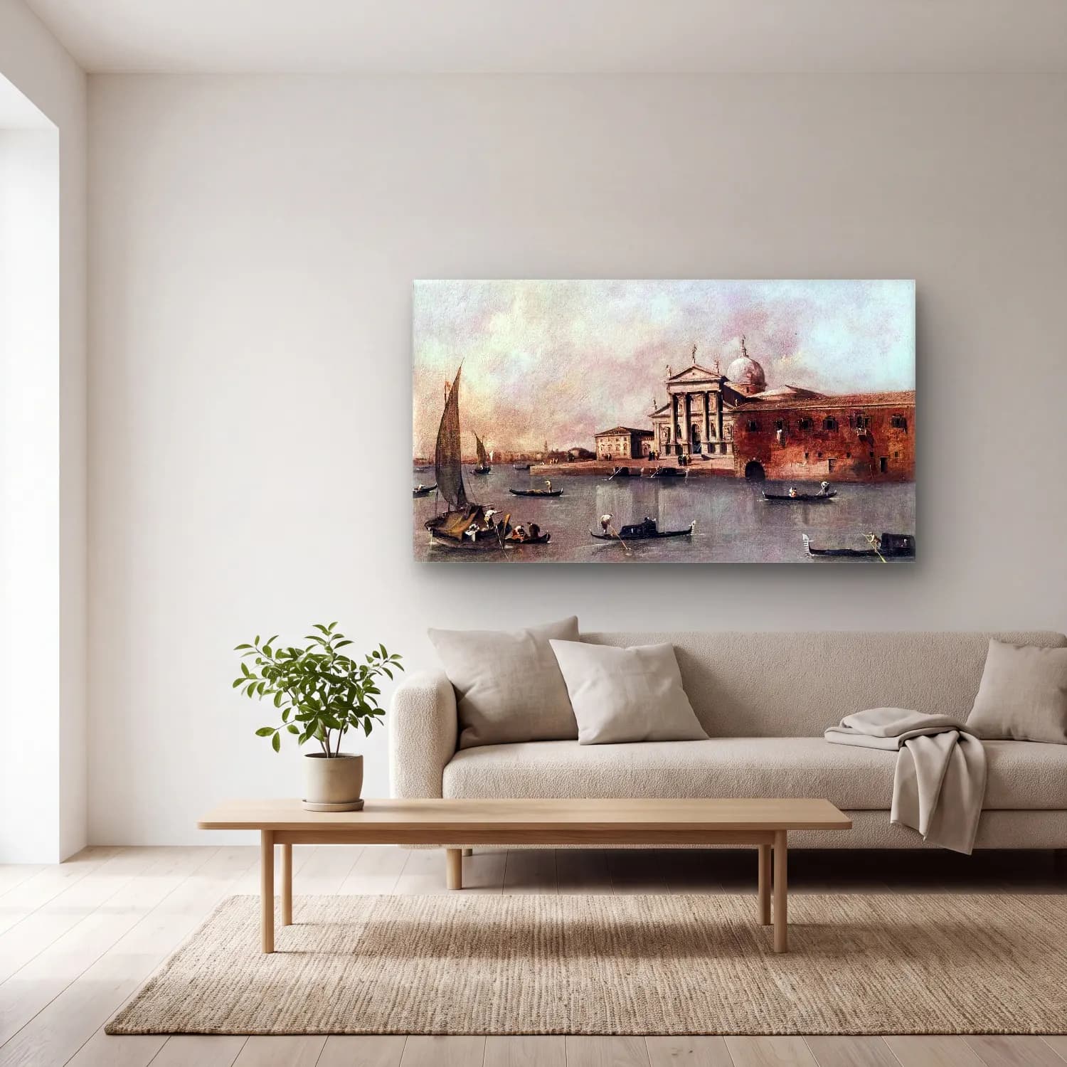 Francesco Guardi – Venice A View of the Church of San Giorgio Maggiore Seen… cam tablo — açık renk salonda